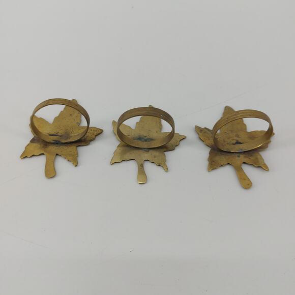 Thanksgiving Fall Leaves Napkin Rings Dining Gold Tone Lot 3 - Picture 5 of 12